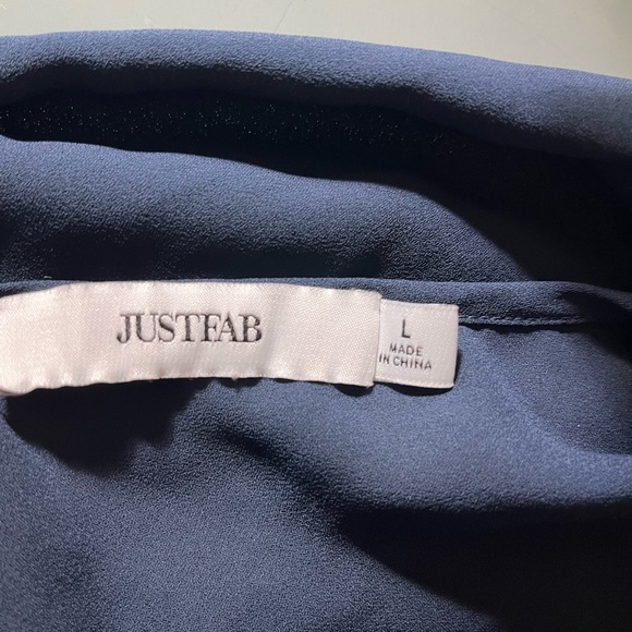 Just Fab front tie Navy Blue Blouse - Picture 4 of 7